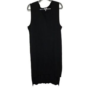 LOGO by Lori Goldstein Sleeveless Sweater Dress 1X Black Knit Tunic Midi